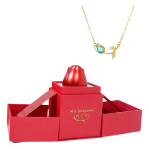 Collar De Tulipan Con Caja Cadena Flor Tulipan San Valentin