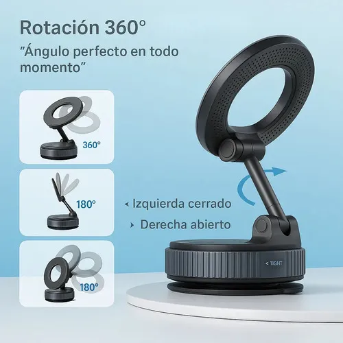 Soporte Magnético Para Celular Rotación 360 con Ventosa Multisuperficies - Imagen 6