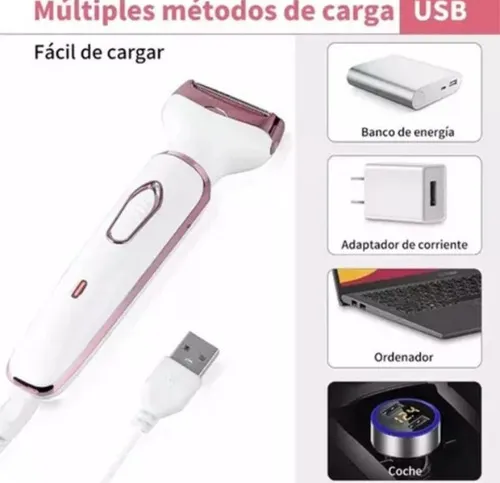 Depiladora Rasuradora 4 En 1 Lady Shaver Facial Corporal Usb - Imagen 3