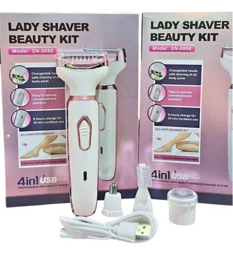 Depiladora Rasuradora 4 En 1 Lady Shaver Facial Corporal Usb - Imagen 7