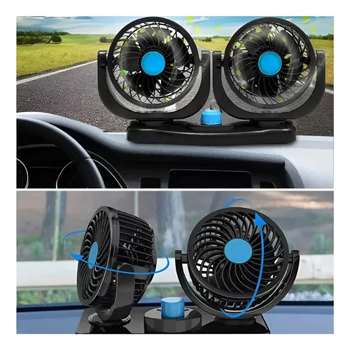Ventilador Portatil Para Carro Aire Doble Para Autos 5 Aspas - Imagen 4