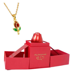Collar De Tulipan Con Caja Cadena Flor Regalo San Valentin
