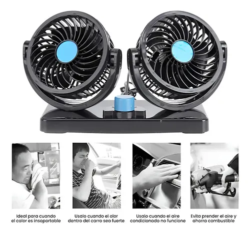 Ventilador Portatil Para Carro Aire Doble Para Autos 5 Aspas - Imagen 5