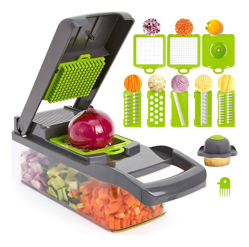 D_890851-MEC89664869328_082025-O-1 Picadora Veggie Slicer: Cortador De Verduras Y Frutas 14 Pcs - Imagen 1