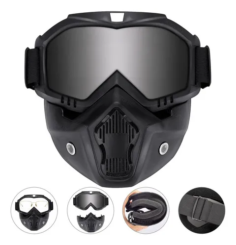Mascara Tactica Goggle Removible Respirable Para Motocicleta Armazón