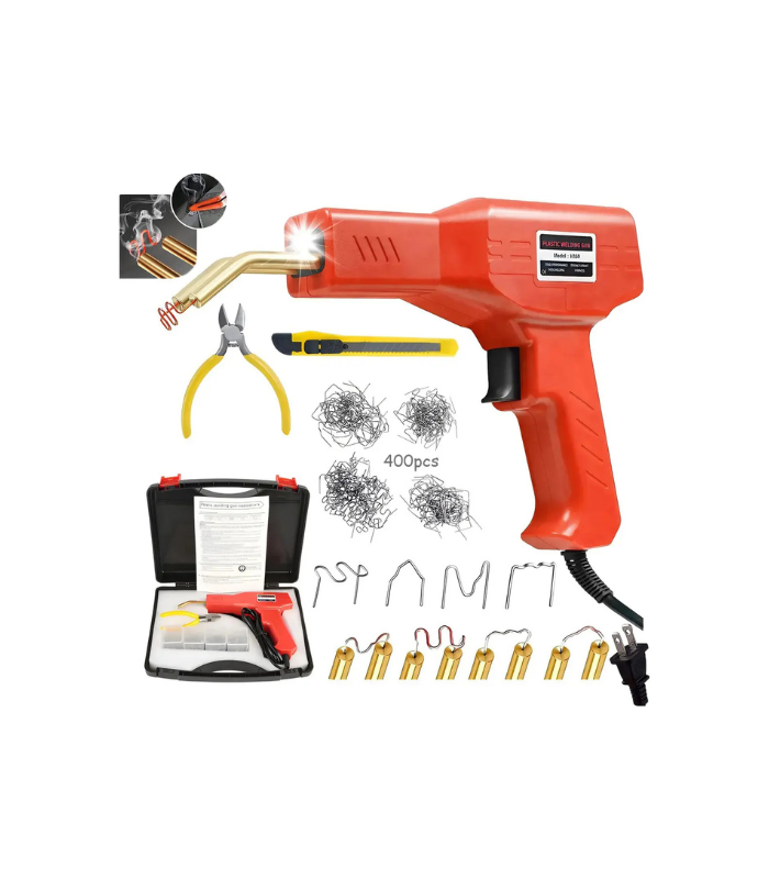 Kit Soldadura Plástico 150W para Reparación de Auto, con 400 Grapas y Máquina Eléctrica Kit Soldadura Plástico 150W para Reparación de Auto, con 400 Grapas y Máquina Eléctrica