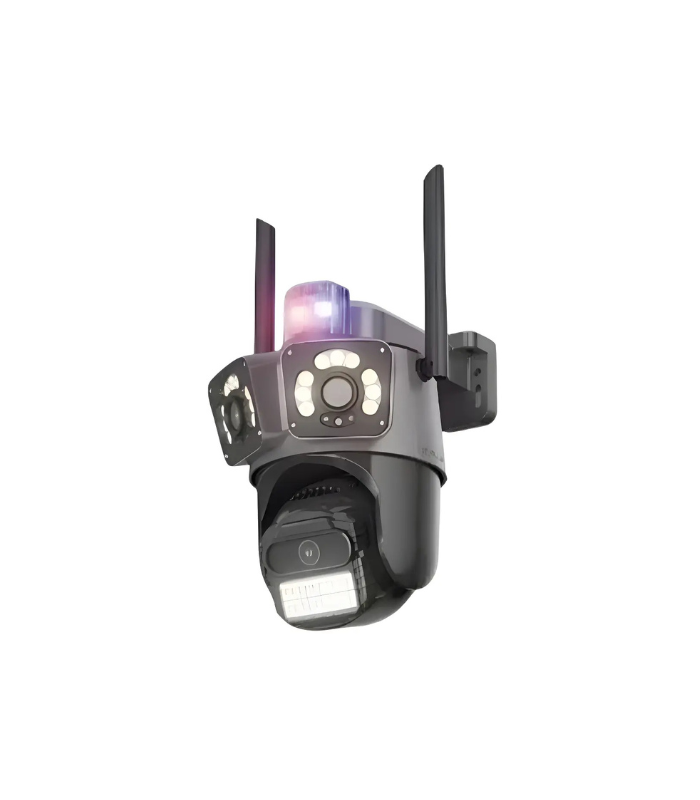 Cámara de seguridad para exteriores con triple lente, sirena, seguimiento Cámara de seguridad para exteriores con triple lente, sirena, seguimiento