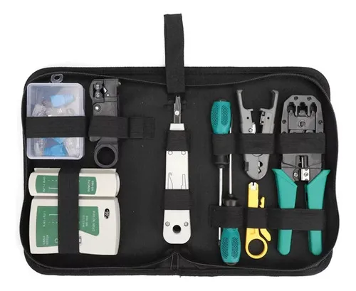 Kit Herramientas De Red Ponchadora Rj45, Pelacable, Tester Negro - Imagen 5