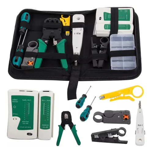 Kit Herramientas De Red Ponchadora Rj45, Pelacable, Tester Negro - Imagen 4