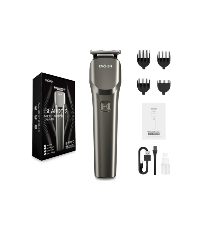 Cortadora De Cabello Inalámbrica Recargable Enchen Beardo 2 Plateado Cortadora De Cabello Inalámbrica Recargable Enchen Beardo 2 Plateado