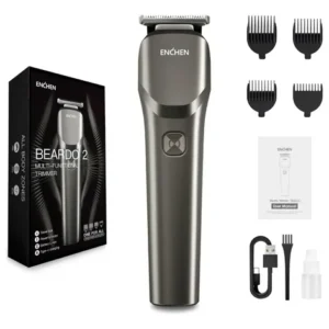 Cortadora De Cabello Inalámbrica Recargable Enchen Beardo 2 Plateado