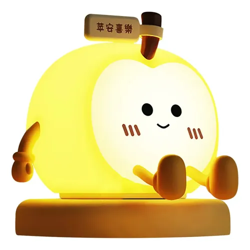 Manzana Luz Nocturna De Silicona Recargable Para Niños Blanco - Imagen 4