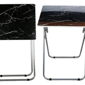 Mesa De Madera Plegable Portátil Auxiliar Diseño Mármol Negro
