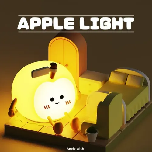 Manzana Luz Nocturna De Silicona Recargable Para Niños Blanco - Imagen 5