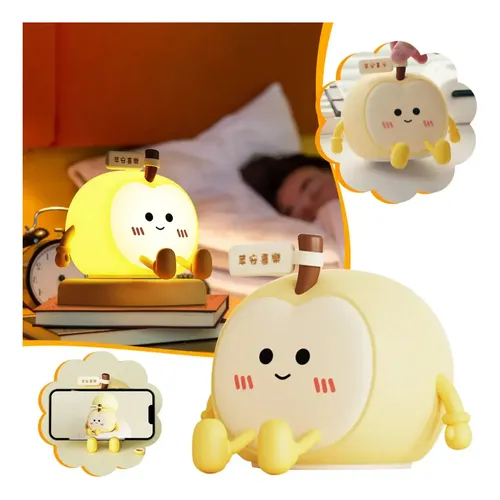 Manzana Luz Nocturna De Silicona Recargable Para Niños Blanco - Imagen 3