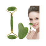 Set Rodillo Jade & Gua Sha 3 En 1 Masaje Ojos Y Rostro