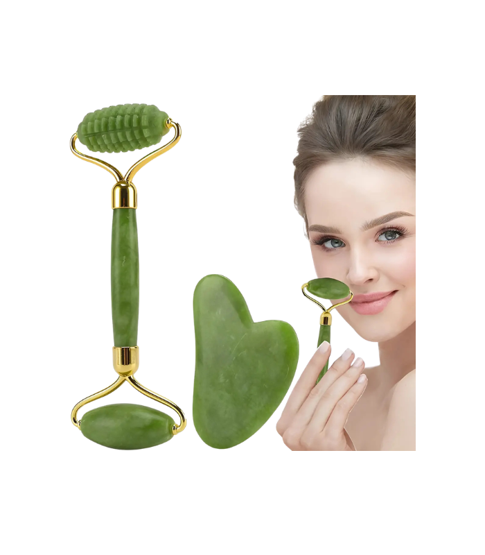 Set Rodillo Jade & Gua Sha 3 En 1 Masaje Ojos Y Rostro Set Rodillo Jade & Gua Sha 3 En 1 Masaje Ojos Y Rostro