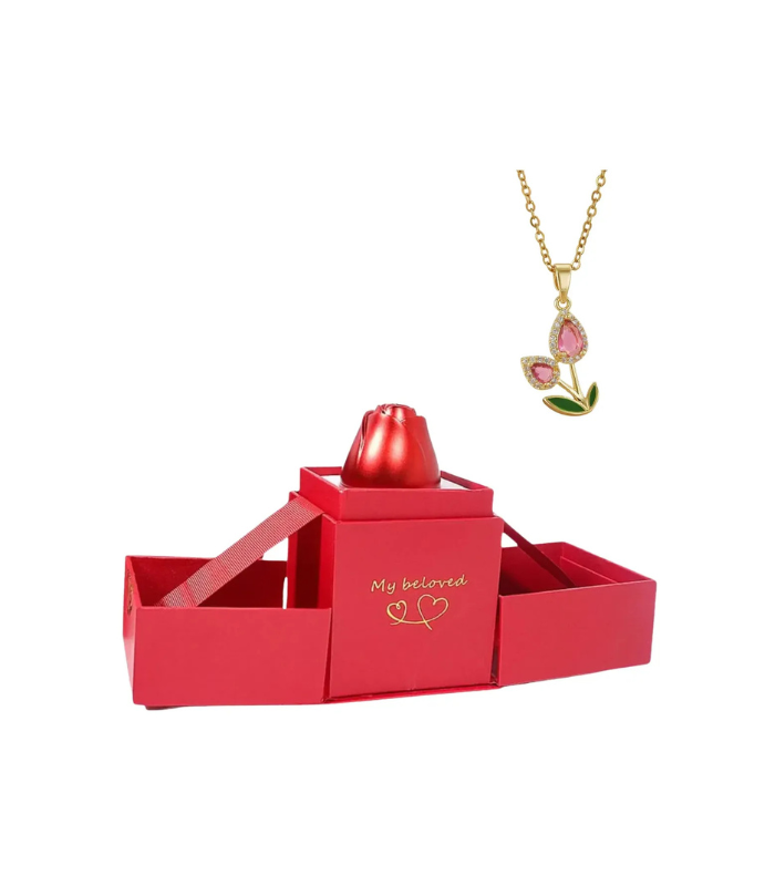 Collar De Tulipan Con Caja Regalo San Valentin Cadena Tulipa