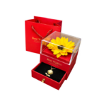 Collar Girasol Giratorio Con Caja Girasol Eterno Dorado
