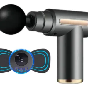 Kit Pistola De Masaje Y Mini Masajeador Recargable Gris Oscuro