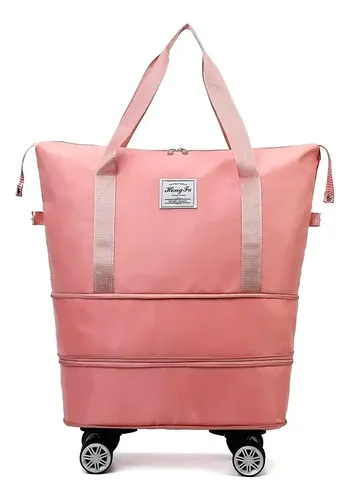D_831856-MLA94247679620_102025-O Bolso De Viaje Con Ruedas Maleta Expandible Rosado Rosado Liso - Imagen 1