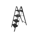 Escalera Plegable Antideslizante 4 Escalones Acero Carbono Negro