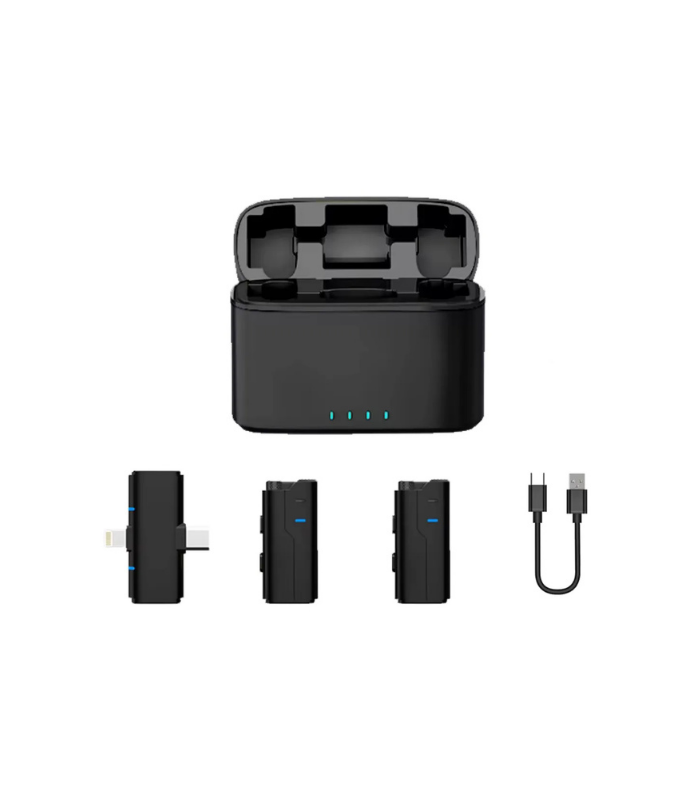 Microfono Inalambrico Doble De Solapa Dual Recargable Negro Microfono Inalambrico Doble De Solapa Dual Recargable Negro