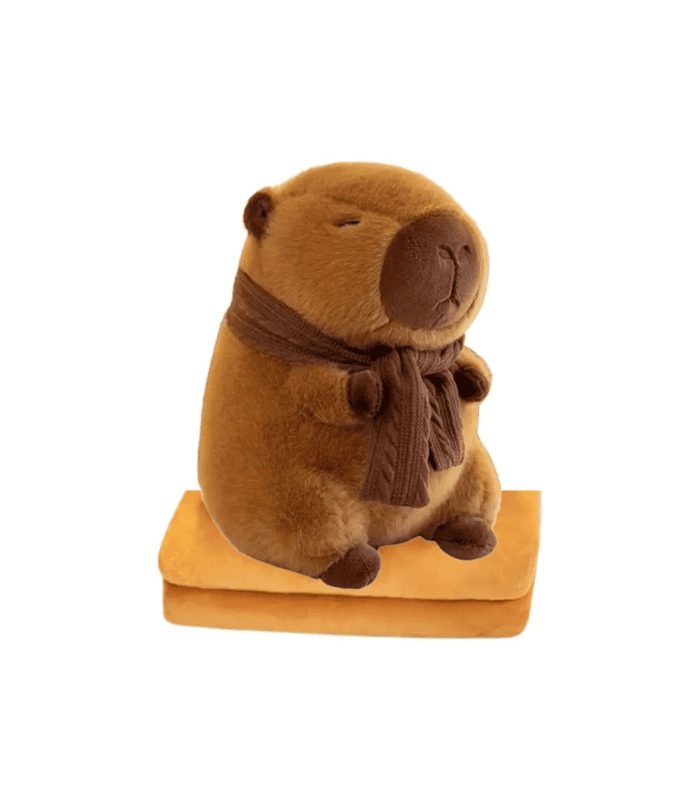 Peluche Capibara Con Bufanda Almohada Y Manta Carpincho Peluche Capibara Con Bufanda Almohada Y Manta Carpincho