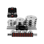 Set 20kg Pesas Y Mancuernas Cromadas Ejercicios Fitness Negro