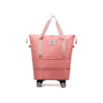 Bolso De Viaje Con Ruedas Maleta Expandible Rosado Rosado Liso