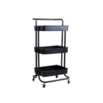 Carrito Organizador Multiusos Con 3 Estantes Negro