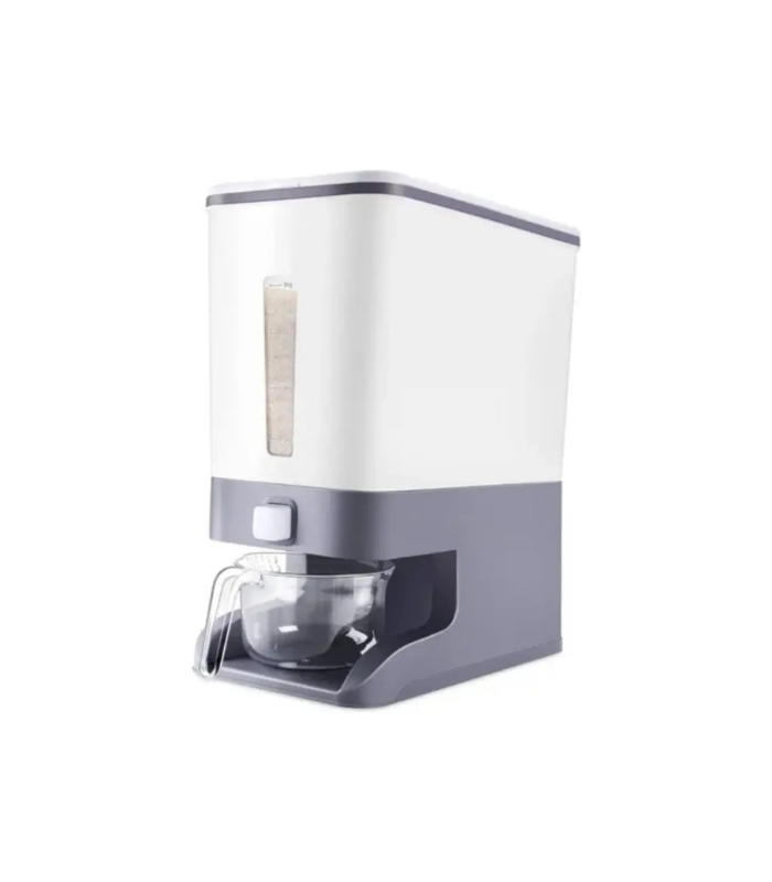 Dispensador de Arroz de 12kg con Tapa y Taza Medidora
