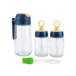 Kit Aceitero Y 2 Frascos De Vidrio Con Cuchara