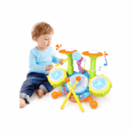 Juego De Batería Musical Para Niños Con Baquetas Y Micrófono Multicolor