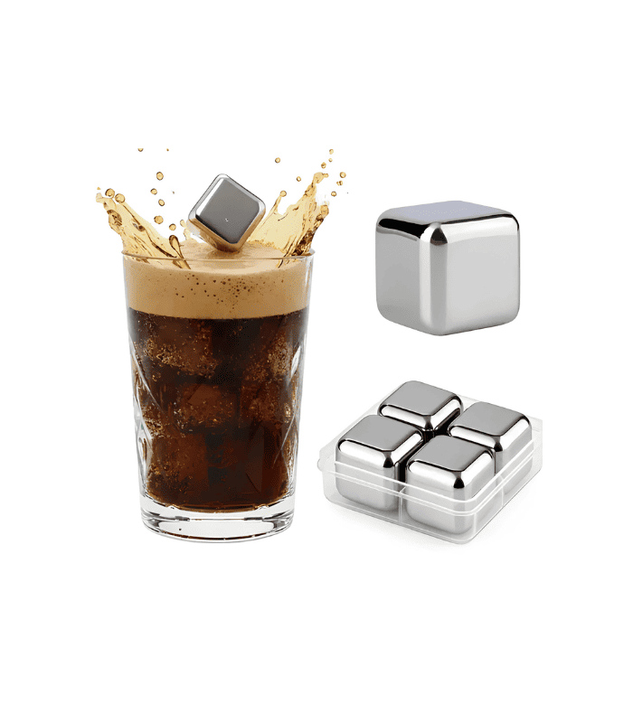 Pack X4 Cubos De Hielo Metalicos Acero Inoxidable Reutilizables Humidificador Difusor Barco Aromaterapia Led