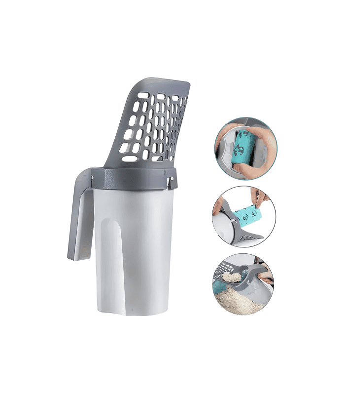 Pala Recogedor Para Arenero Gato 2 en 1 Dispensador De Bolsas Pala Recogedor Para Arenero Gato 2 en 1 Dispensador De Bolsas